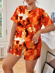 Tie Dye Lounge Set Soft T shirt & Shorts Pajama Two Piece
