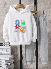 Boys Colorful Game Controller Print Hoodie & Sweatpants Set