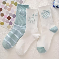 5 Pairs Cute Bear Print Socks for Women