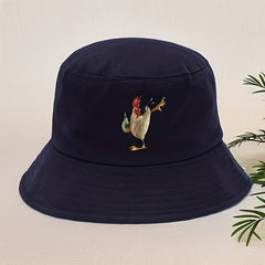 Cartoon Rooster Embroidered Sunscreen Bucket Cap