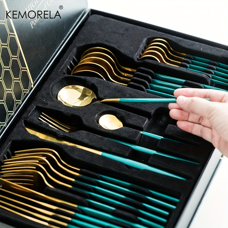 24pcs Western Steak Flatware Set - Knives Forks Spoons - High end Tableware