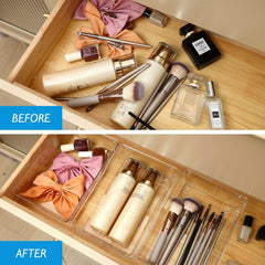 3pc Transparent Drawer Storage Box Plastic Tray with 15 Silicone Pads