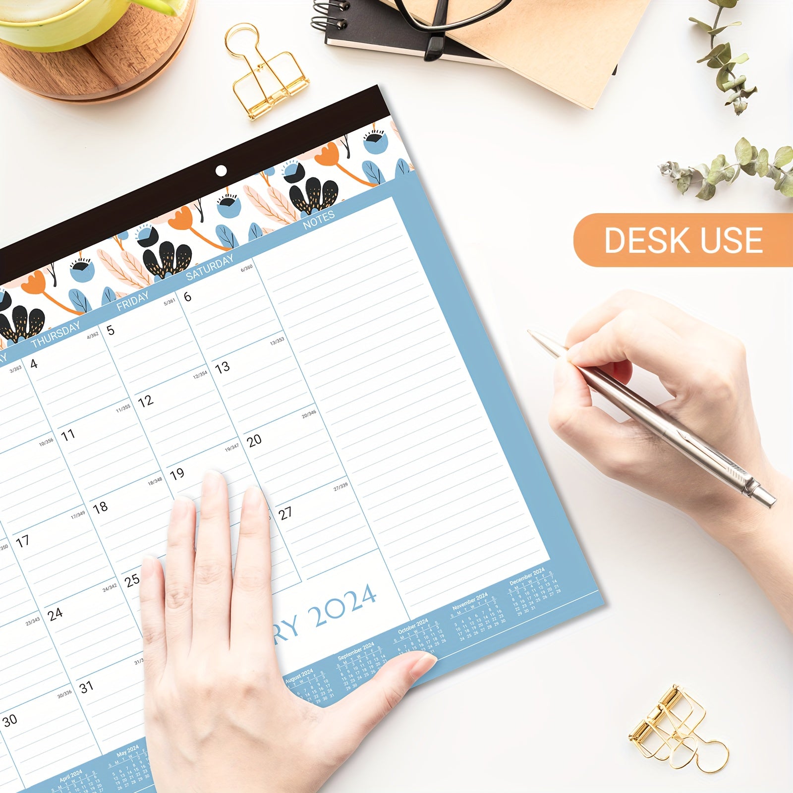 2022 Monthly Wall Calendar 12-Month Jan - Dec 43x30 Twin Wire Hanging Hook