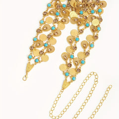 Flowers Pattern Metal Waist Chain Charm Bohemian Belt For Girls Children