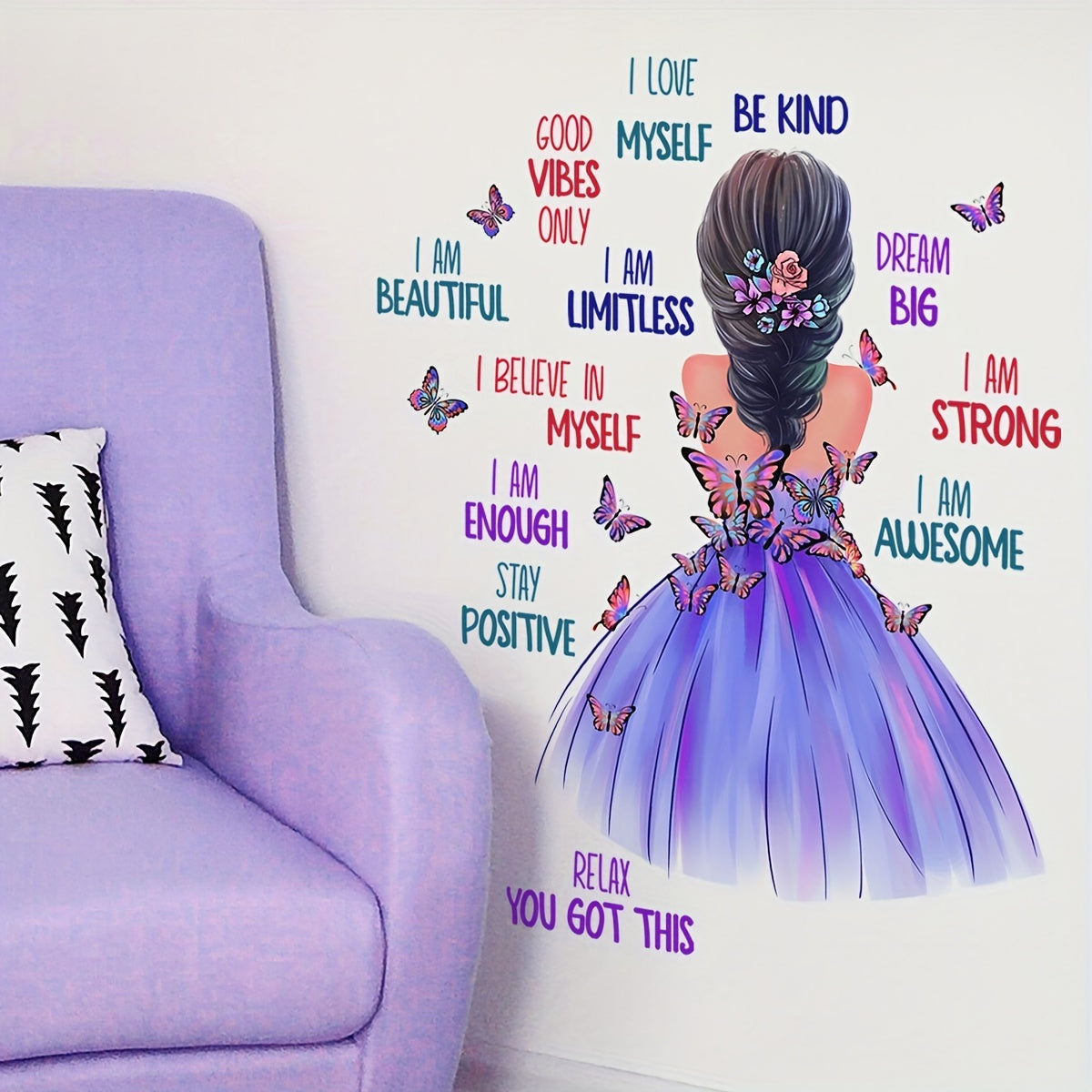 Butterfly Girl Wall Decals Colorful Butterflies With Quotes Stickers