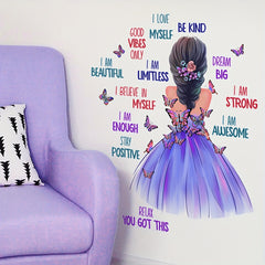Butterfly Girl Wall Decals Colorful Butterflies With Quotes Stickers