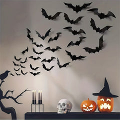 90pcs Halloween 3D Bat Sticker Decorative Party Decoration Sticker