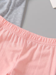 3pcs Girls Cat Print Ankle Pants Set