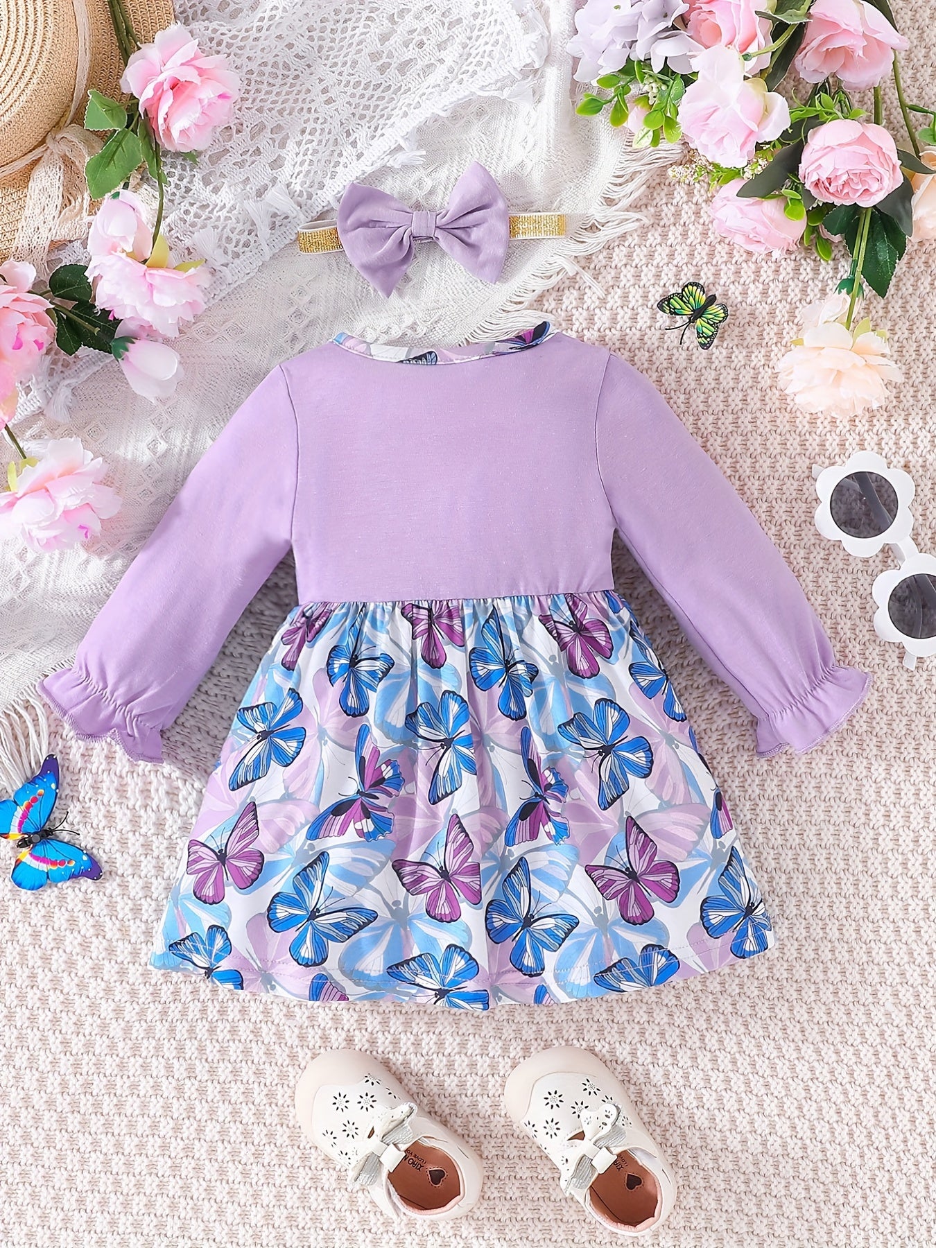Baby Girl's Cartoon Print Splicing Dress