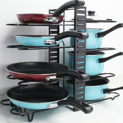 Adjustable Dividers Pot And Pan Organizer Foldable 8 layer Storage Racks