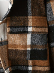Boy's Plaid Button Down Long Sleeve Hooded Shirt Jacket Coat