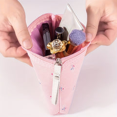 Floral Pattern Small Makeup Bag Toiletry Pouch Waterproof Cosmetic Bag