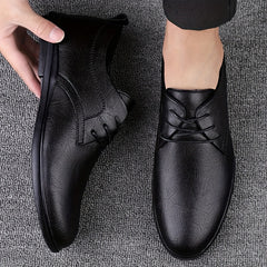 Men's Plush Warm Faux Leather Lace Up Shoes Lightweight Non Slip Casual Shoes