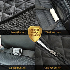 Waterproof Dog Car Seat Cover with Side Flaps - Hammock Convertible