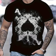 Poker Spade Pattern Men's Short Sleeve Graphic Tee