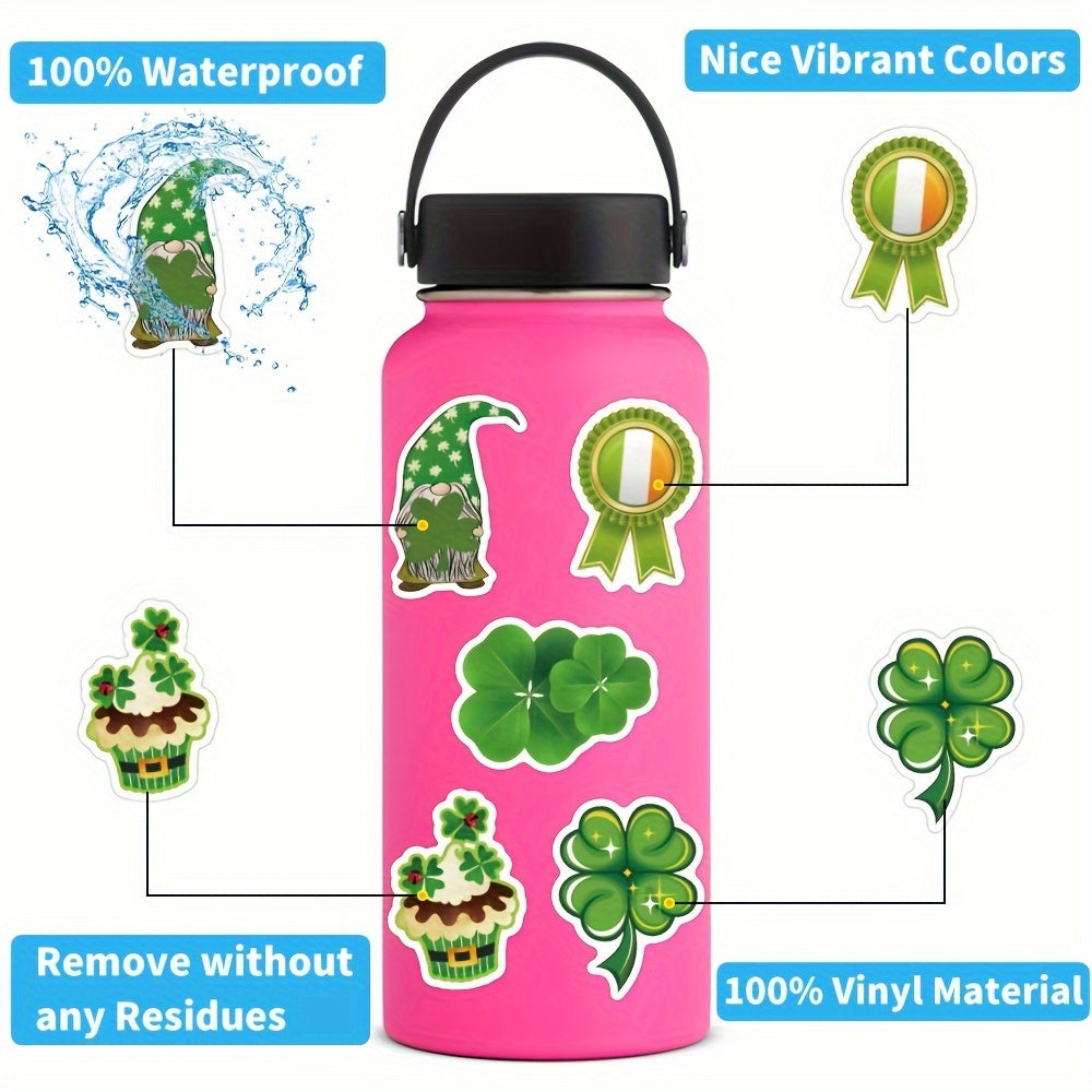 60PCS Shamrock St Patrick's Stickers Vinyl Waterproof Stickers Decals