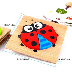 Wooden Animal & Vehicle Puzzles Educational Toys Toddlers 1-3 Boys & Girls