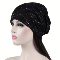 Rhinestone Lace Beanie Turban Cap Head Wrap Chemo Hats