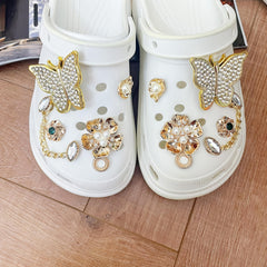 Bling Shoe Charms Set for Clogs & Sandals, Rhinestone & Faux Pearl