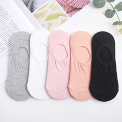 5 Pairs Women's Cotton Anti Skid Boat Socks