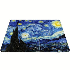 Starry Night Themed Rectangle Gaming Mousepad 24x20 cm Non Slip Rubber Mouse Pad