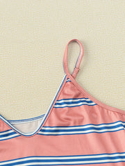 Stripe Print Pajama Set Cami Top & Shorts