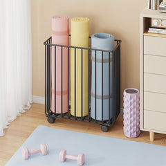Sports Equipment Storage Rack with Wheels - Organizer for Yoga Mat and Dumbbells