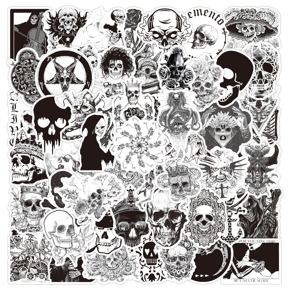 50pcs Gothic Skull Stickers Laptop Waterproof Vinyl Halloween Decoration