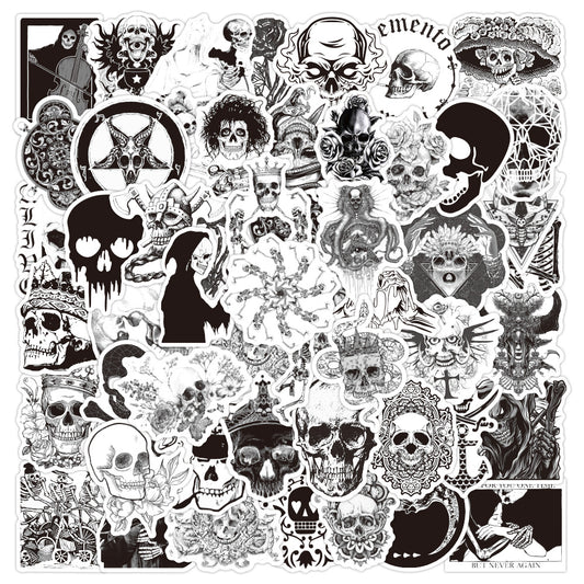 50pcs Gothic Skull Stickers Laptop Waterproof Vinyl Halloween Decoration