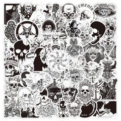 50pcs Gothic Skull Stickers Laptop Waterproof Vinyl Halloween Decoration