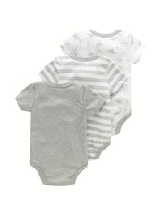 3pcs Baby Graphic One-piece Clothes Newborn Cotton Summer Romper