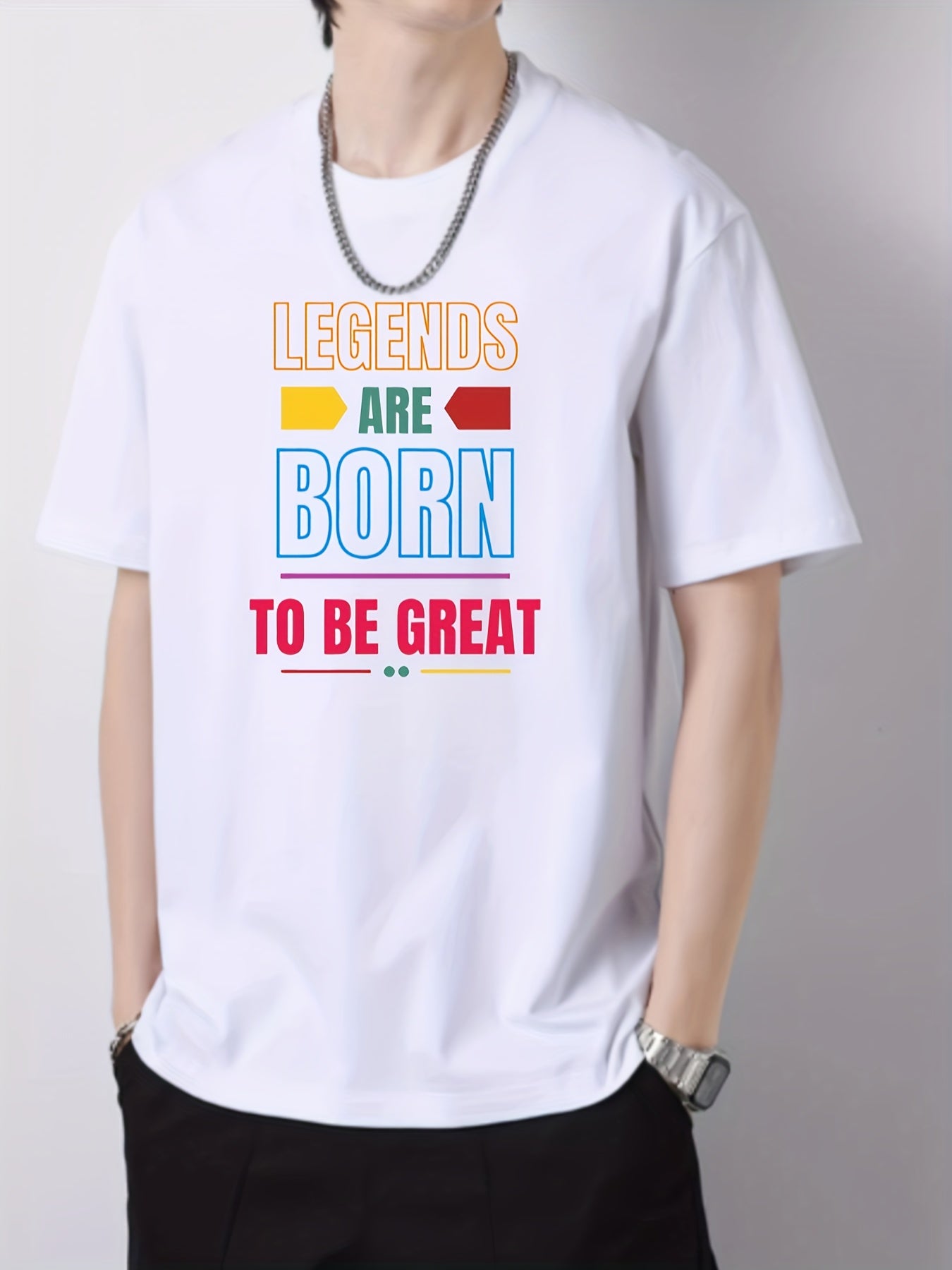 Men's Cotton Letter Print Crew Neck Active T-shirt