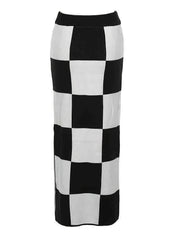 Women's Checkered Skinny Skirts High Waist Casual Skirts