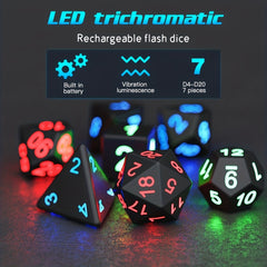 7Pcs LED Dice USB Rechargeable Role Playing Dice