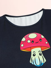 Girls Mushroom Graphic Long Sleeve Dress Spring Fall Party Gift