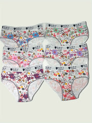 6 Pack Plus Size Boho Panties Set Women's Floral Print Bikini Underwear