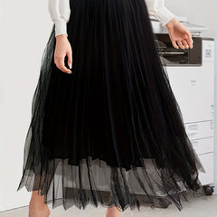 High Waist Mesh Skirt Solid Casual Skirt Women's Clothing