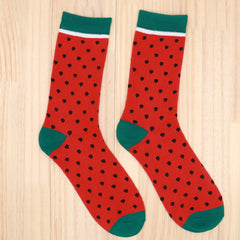 Watermelon Pattern Socks Colorblock Mid Tube Stockings