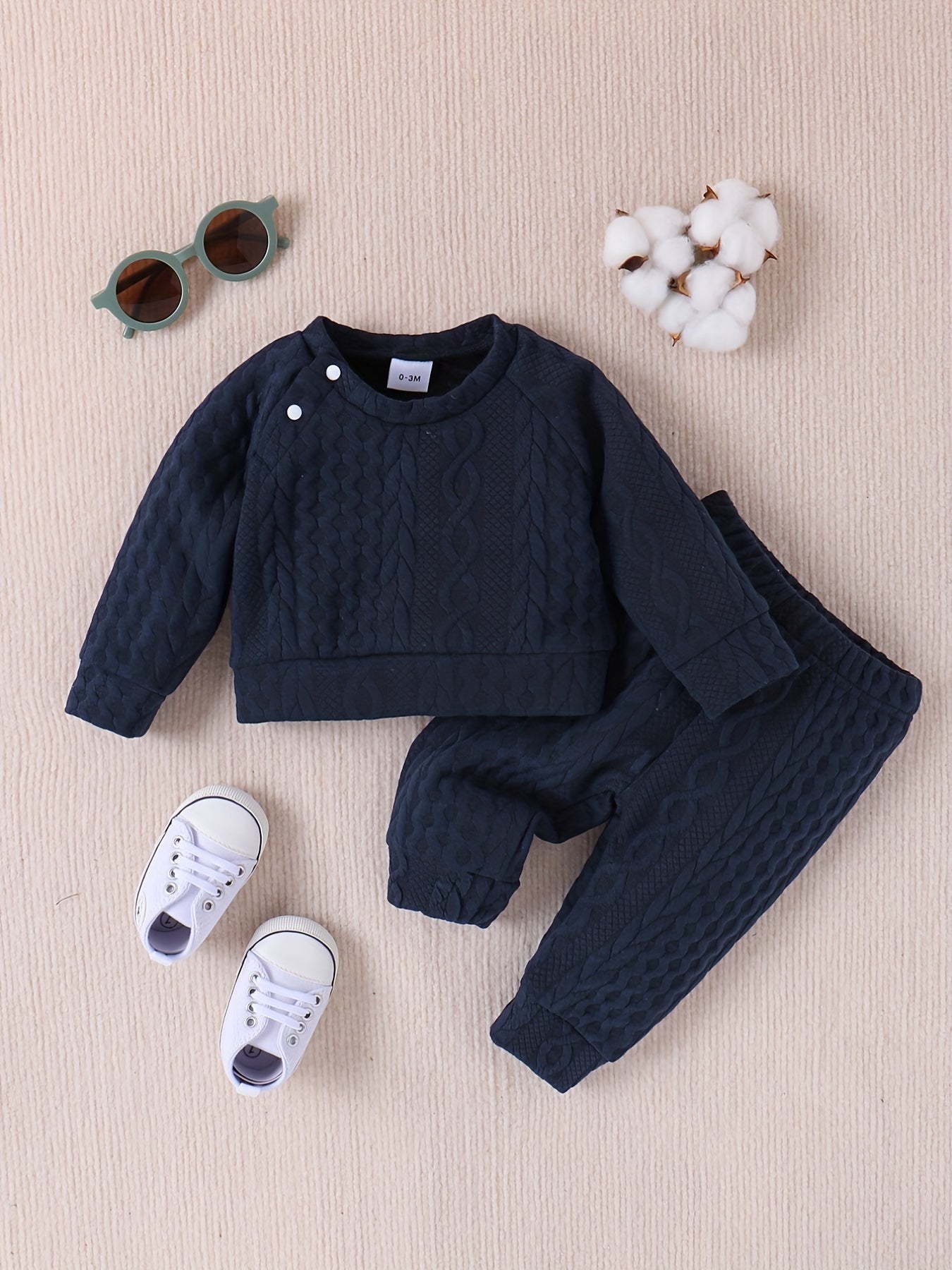 Unisex Baby Cable Knit Sweater & Pants 2pcs Outfit