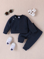 Unisex Baby Cable Knit Sweater & Pants 2pcs Outfit