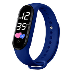 Student Touchscreen LED Sports Watch PVC Strap 24H Display School Outdoor