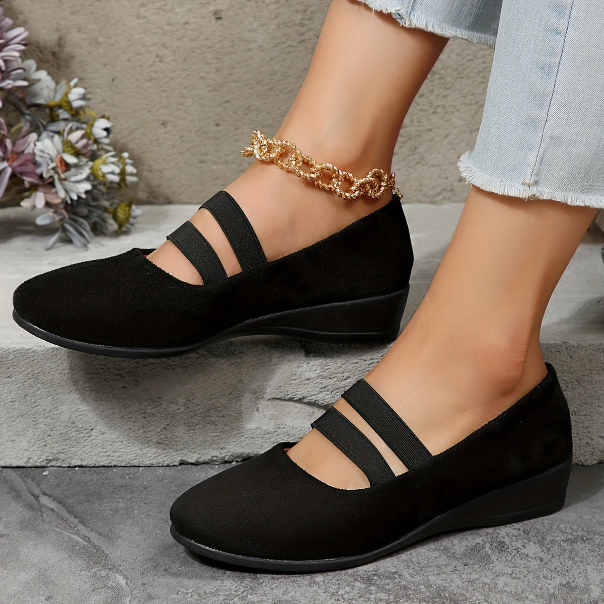 Women's Elastic Band Flat Shoes Casual Slip On Outdoor Shoes