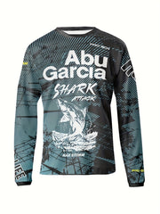 ABUGARCIA Fishing Pattern Print Men's Graphic Long Sleeve T shirt