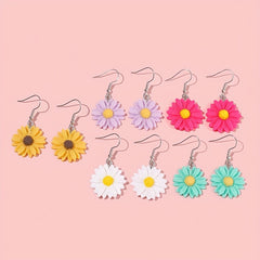 5 Pairs Kids Daisy Flower Drop Earrings