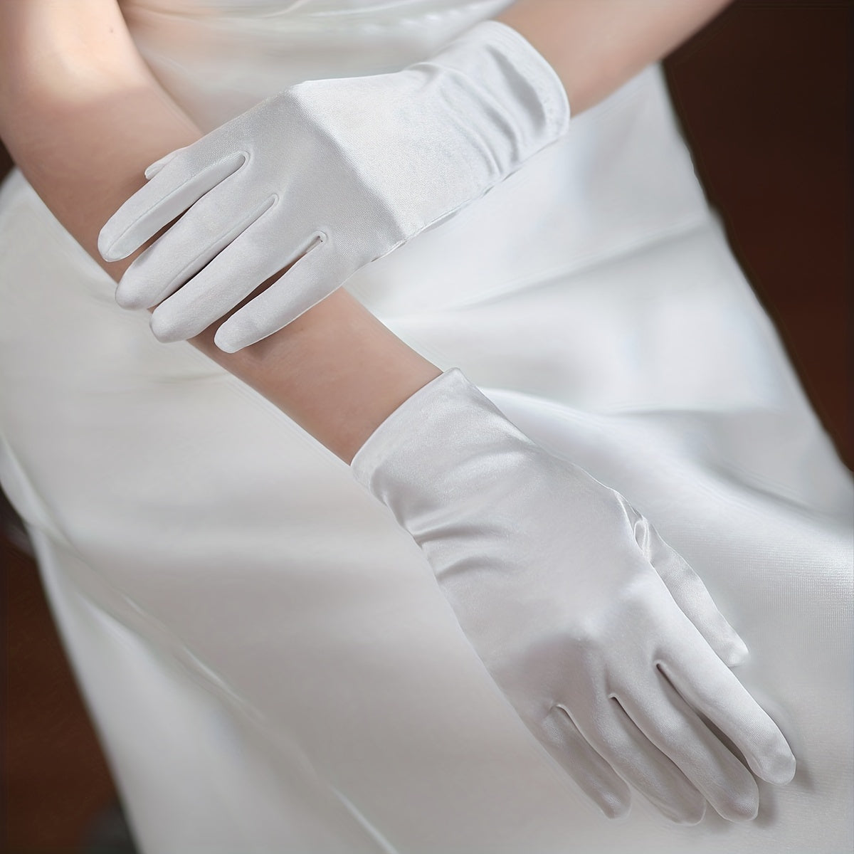 Vintage Satin Short Gloves Bridal Wedding Prom Accessories