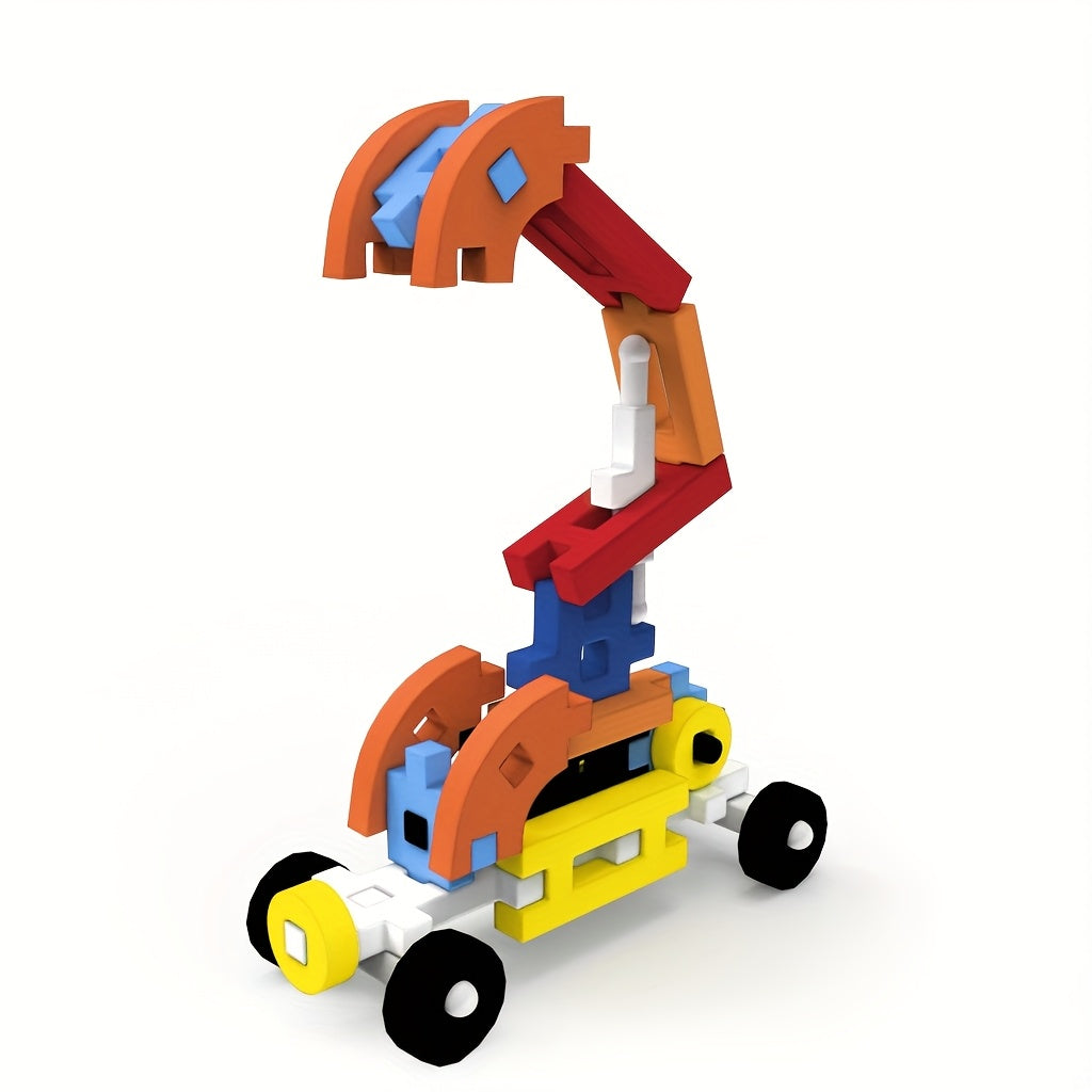28pc Excavator Building Blocks Set for Kids, Durable ABS Material