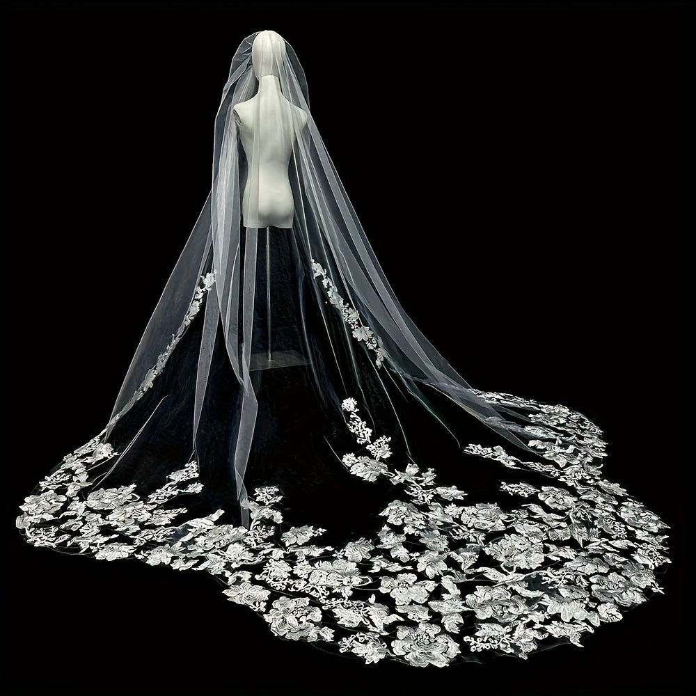 Retro Bridal Headcloth Fine Yarn Pattern Long Tail Wedding Women's Headcloth