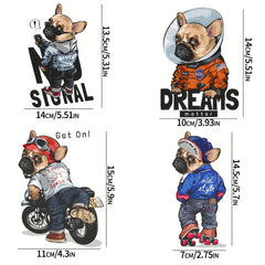 4pcs Pug Iron Stickers for DIY T-shirt Backpack Hat Decor