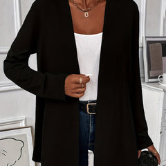 Solid Knit Cardigan Long Sleeve Open Front Casual Cardigan