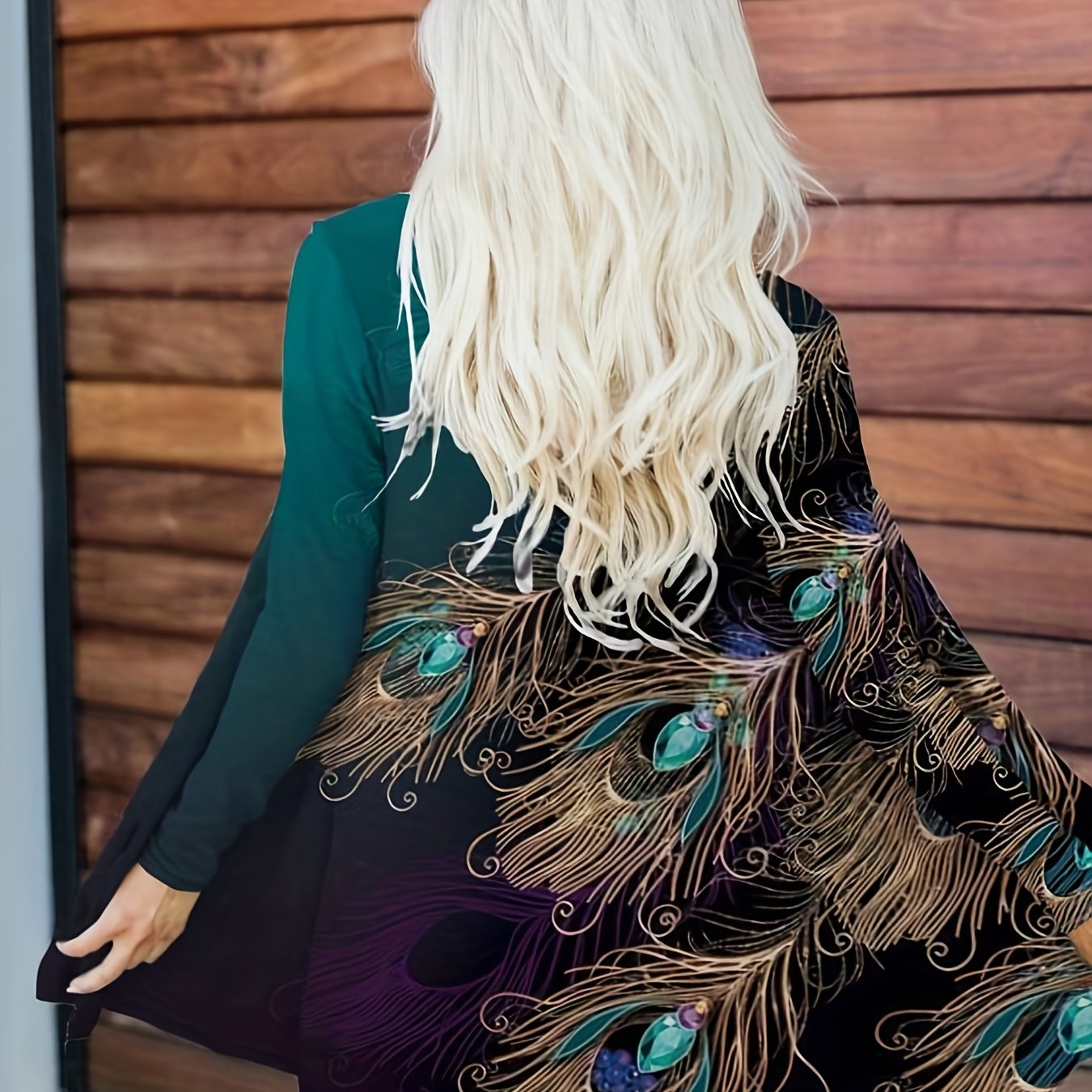 Women's Peacock Print Cardigan